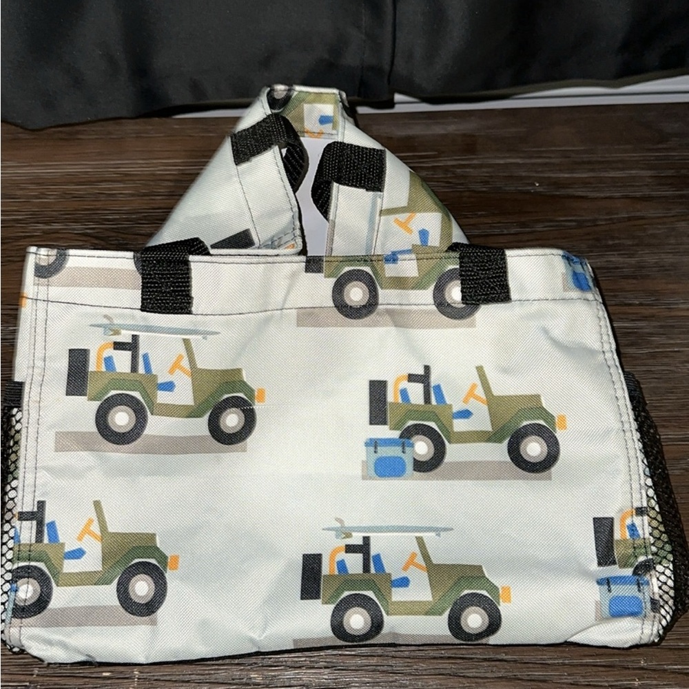 Thirty-One Jeep Print Storage Tote - Green and Blue